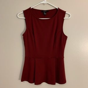 F21 maroon peplum top